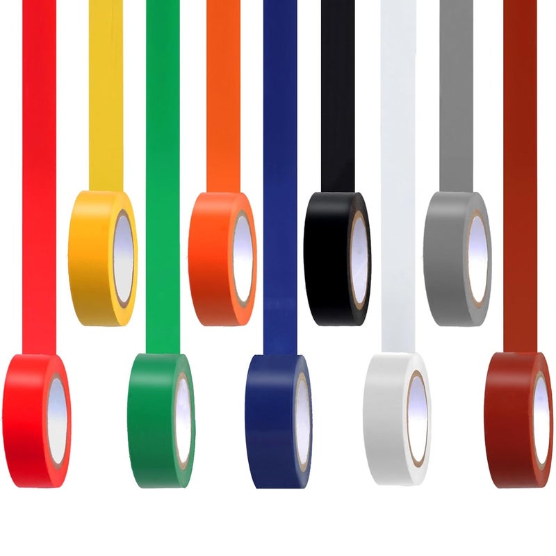 Romeda 9 Pack Coloured Electrical Tape, Electrical Tape Colours Water, Sun, and Oil Resistant, Suitable for Most Domestic, Commercial, and Industrial environments. - Image 1